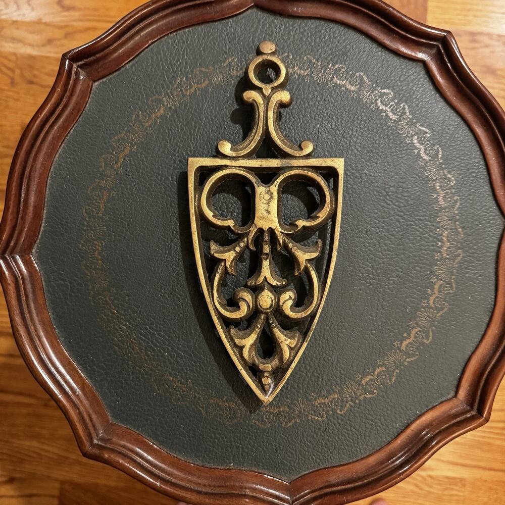 Vintage VTG Solid Brass Footed Trivet Iron Stand Ornate Scrolls MCM Decor
